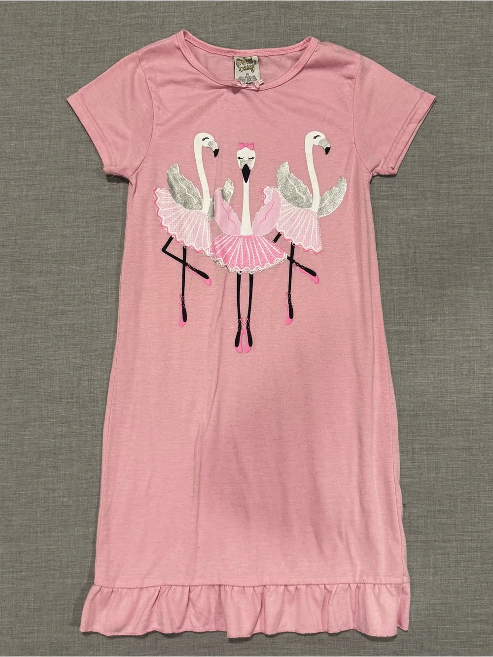 Girls Sweet N Sassy Pink Flamingo Shirt Size 14 Graphic Tee Short Sleeve Top